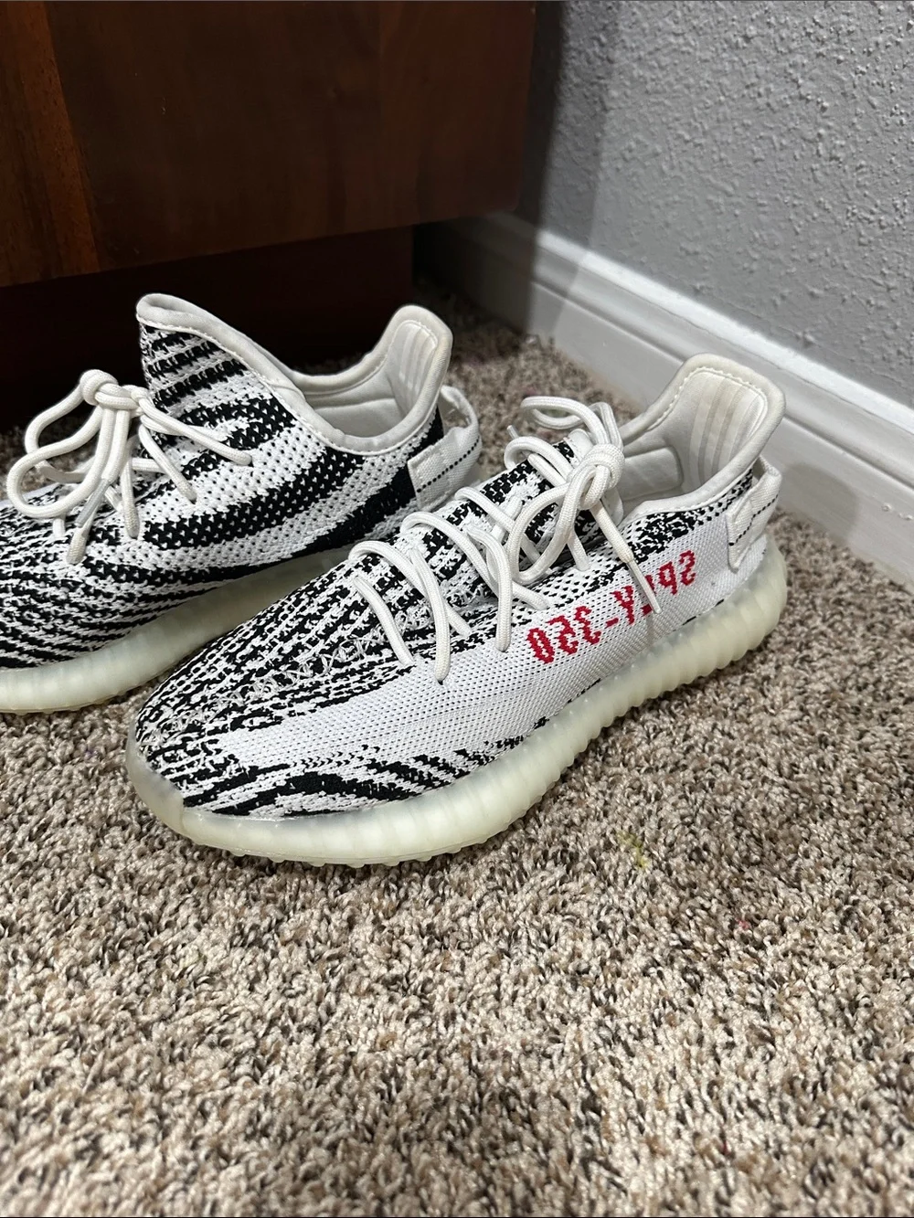 adidas Kids Black & White Patterned Knit Sneakers